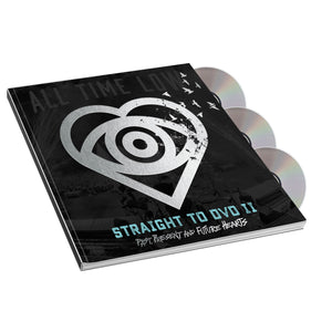 All Time Low "Straight To DVD II. Past Present And Future Hearts"". Silver circle that contains a heart and eyeball with birds flying out of it. Deluxe edition. 