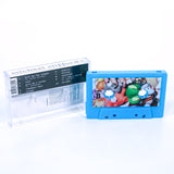 A blue audio cassette from Michael Clifford, called Sidequest Blue, features vibrant candy-themed artwork and comes with a clear case showing a black-and-white tracklist—ideal for fans of retro style and VR game-inspired music.