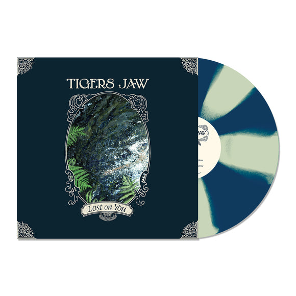 A dark blue Blue Cornetto LP with light green streaks by Tigers Jaw, titled 