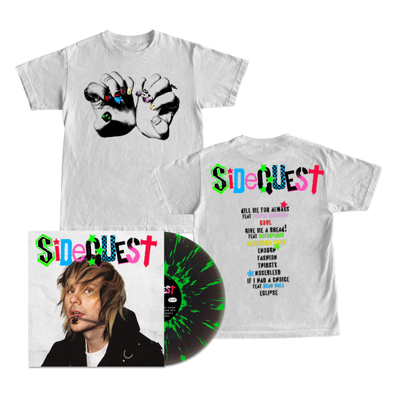 Michael Clifford 'SIDEQUEST' Black Ice w/ Neon Green Splatter Deluxe Vinyl + T-shirt Bundle