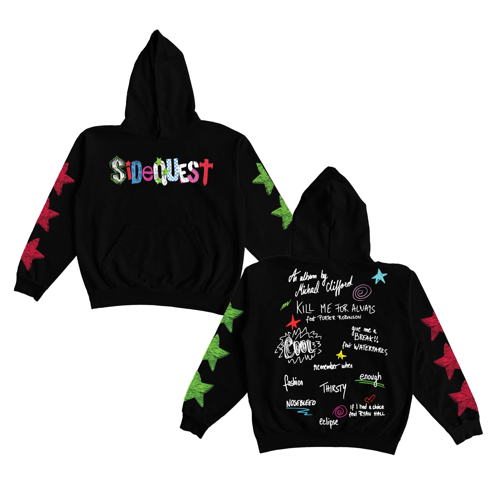 Michael Clifford 'SIDEQUEST' Black Blue Quad Vinyl Hoodie Bundle