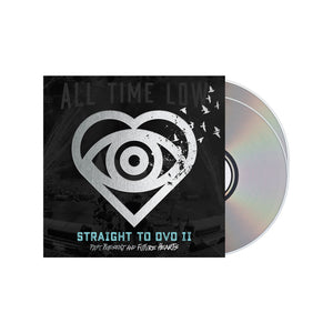 All Time Low "Straight To DVD II. Past Present And Future Hearts"". Silver circle that contains a heart and eyeball with birds flying out of it. 