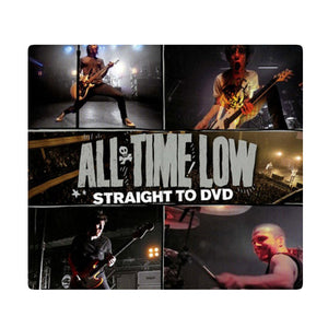 CD Album Cover on white background. All Time Low - Straight to DVD CD. Collage of live shots of the band. 