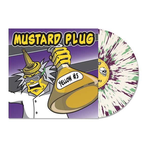 Mustard Plug 'Yellow #5' White W/ Purple & Green Splatter